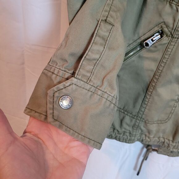 Abercrombie & Fitch Y2K Long Utility Jacket Women's Large Army Green Vintage - Picture 5 of 14